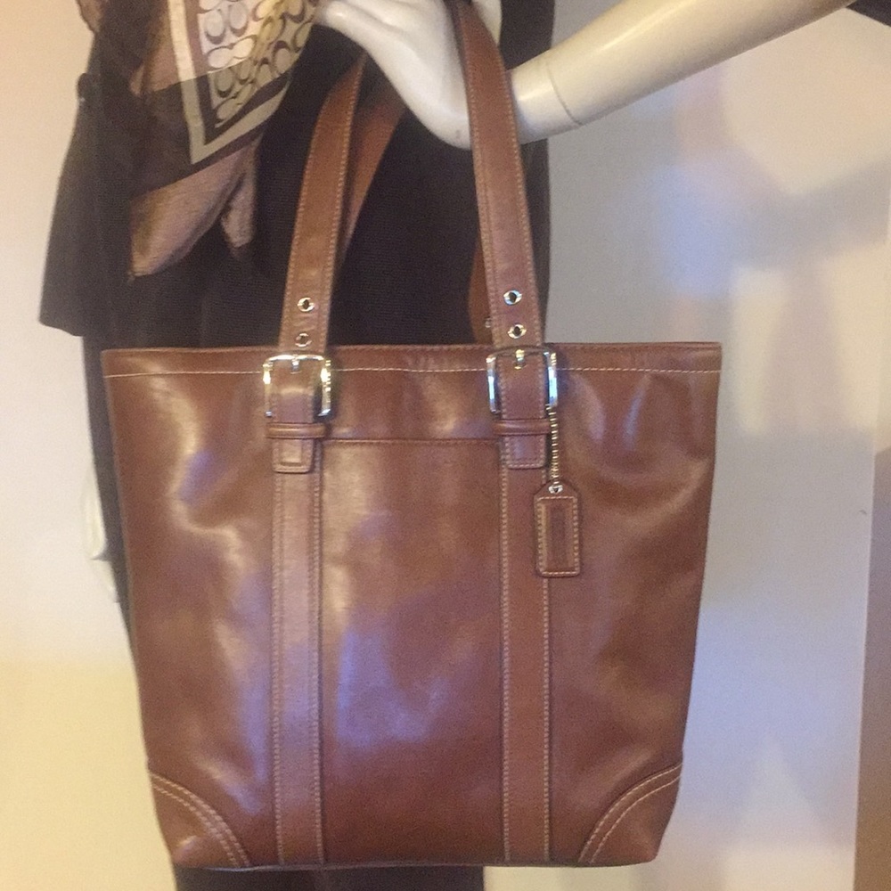 Vintage Coach Brown Leather Tote Shopper F10194